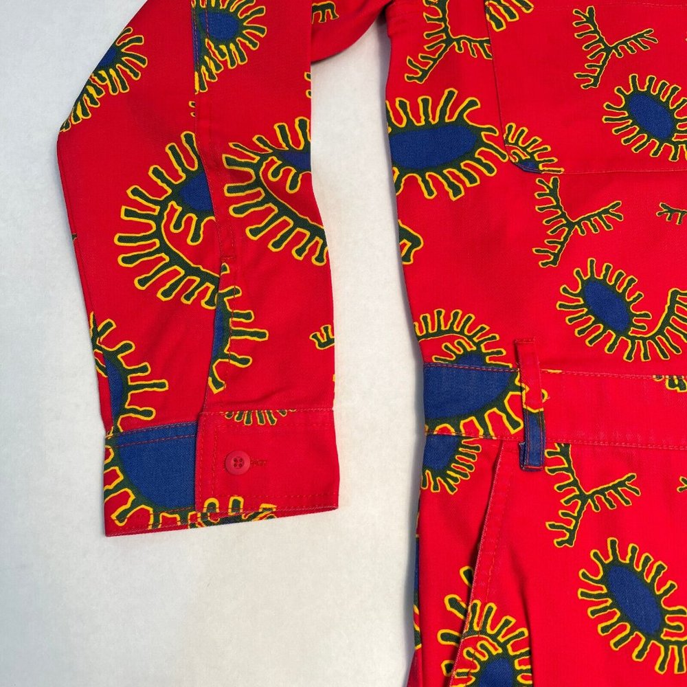 Obey Twill Coverall Jumpsuit "Paisley" Red/Blue - Picture 8 of 11